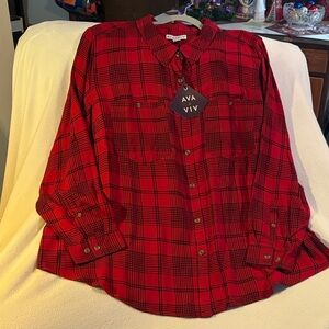 Ava & Viv Red Checkered Shirt